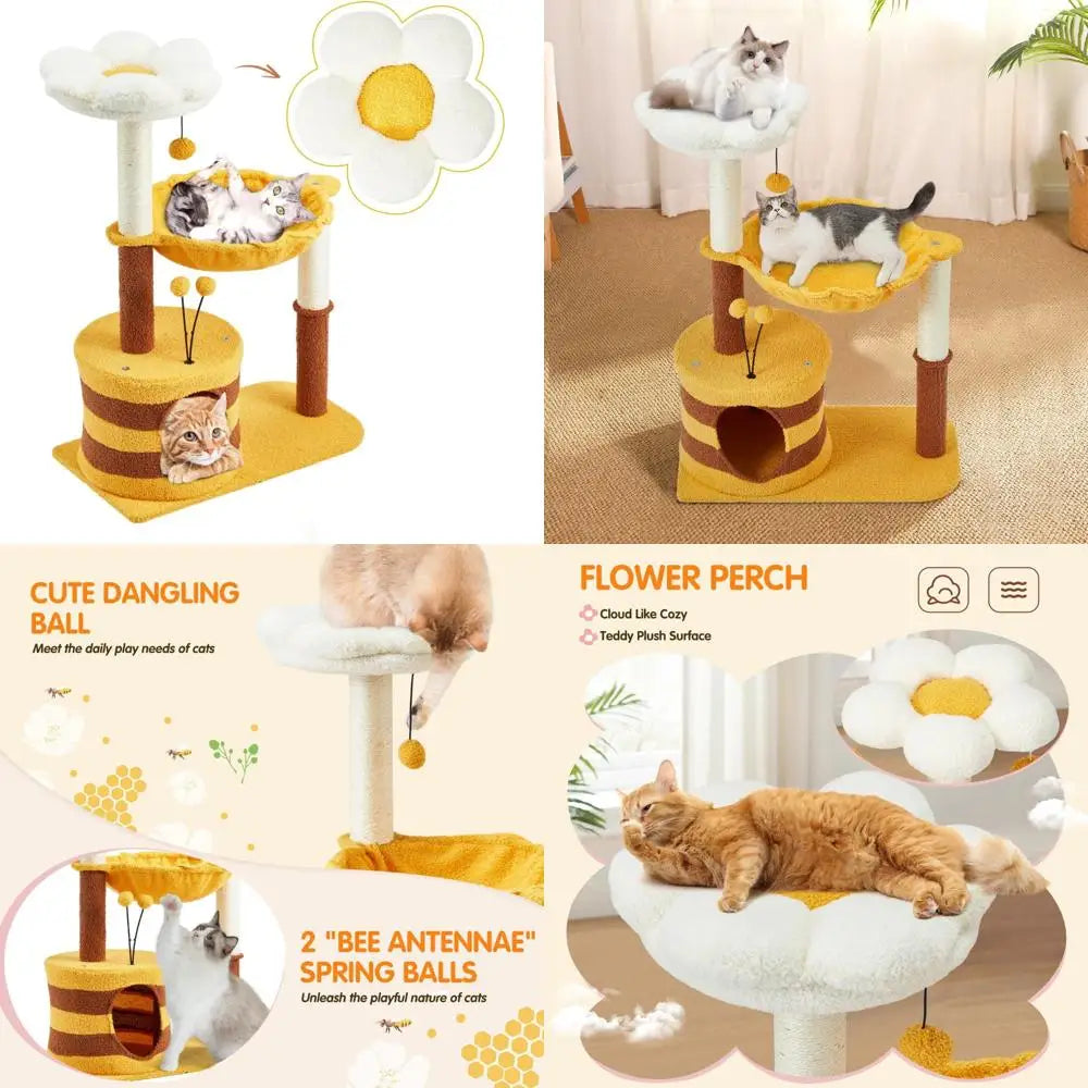 35-Inch Flower-Themed Cat Tree