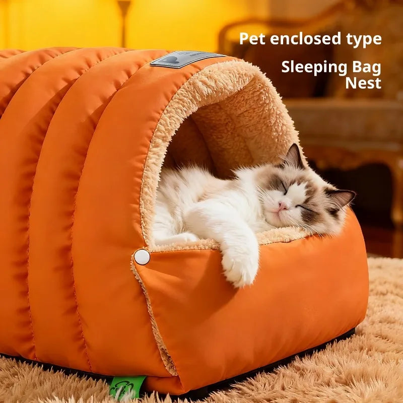 Foldable Semi-Enclosed Cat Bed
