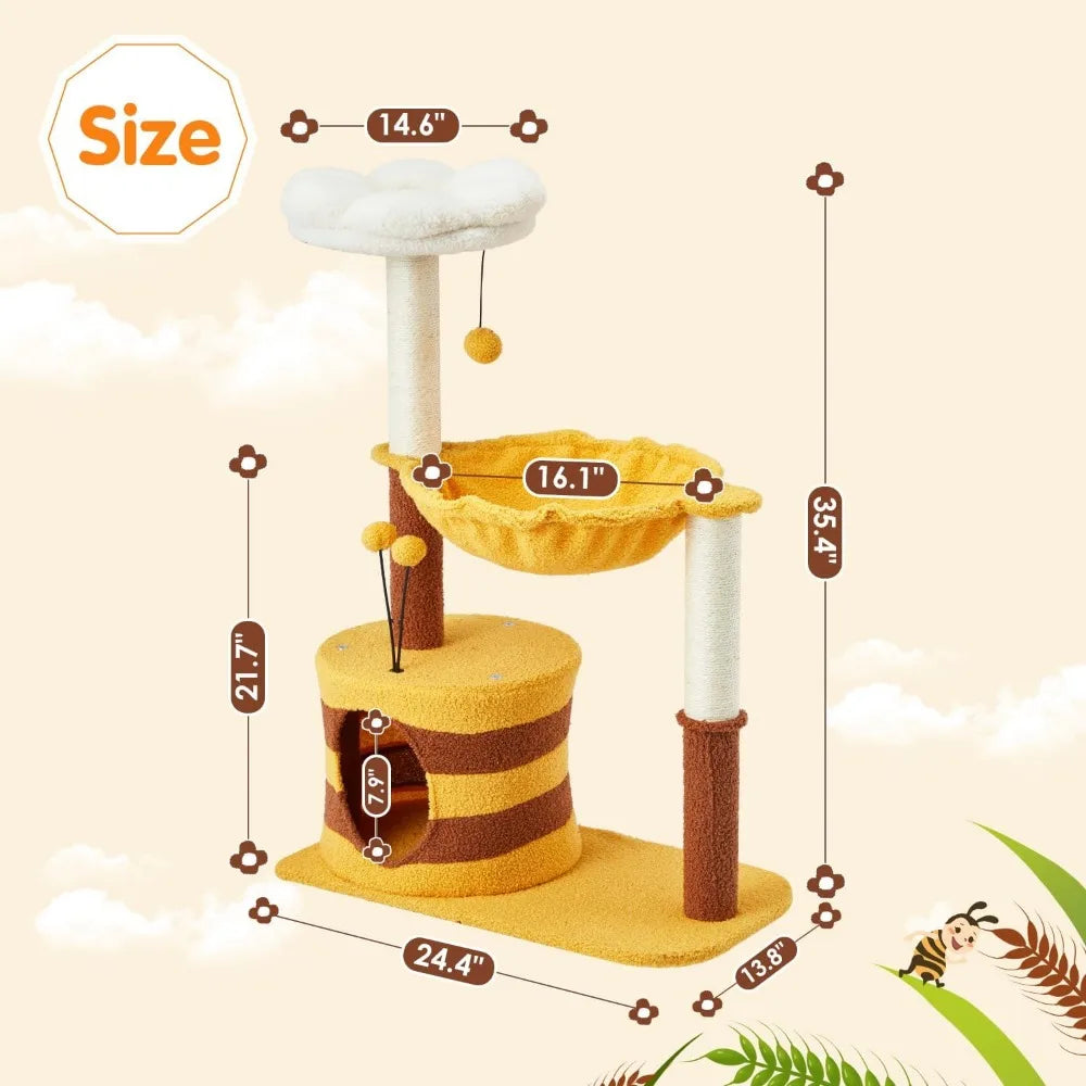 35-Inch Flower-Themed Cat Tree