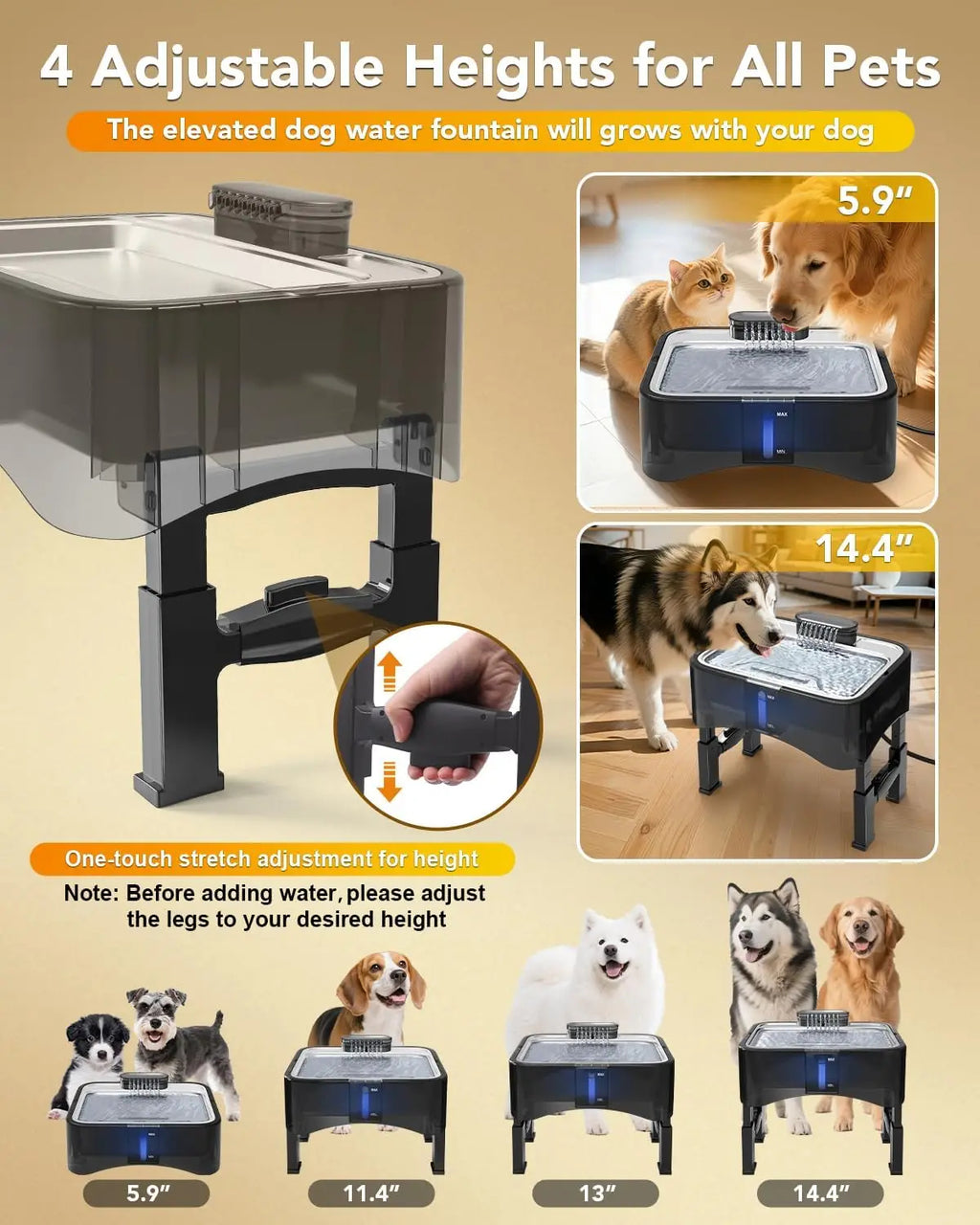 Adjustable Height Elevated Pet
