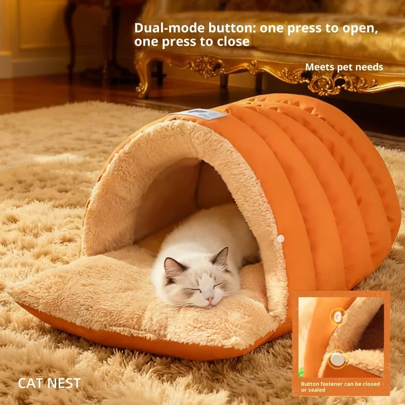 Foldable Semi-Enclosed Cat Bed