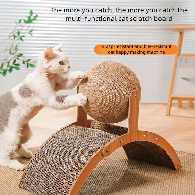 2-in-1 Wooden Cat Scratching Bal