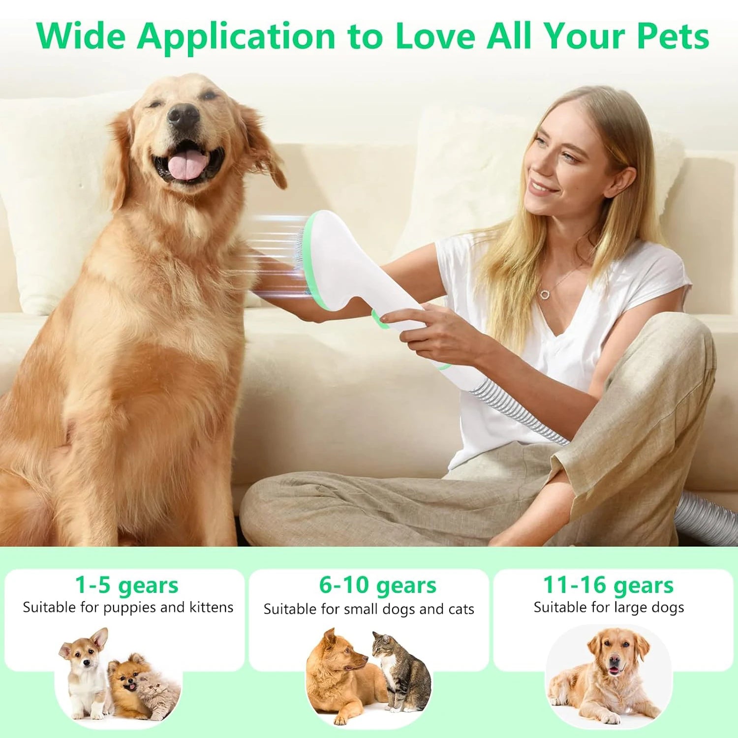 Pet Grooming Kit with 2L Vacuum Suction